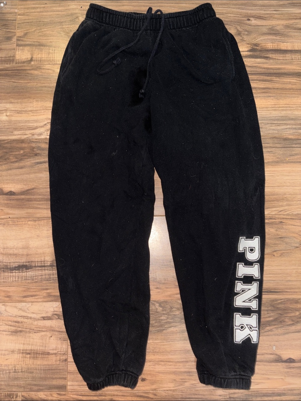 PINK Victoria's Secret Black Sweat Joggers with White Logo